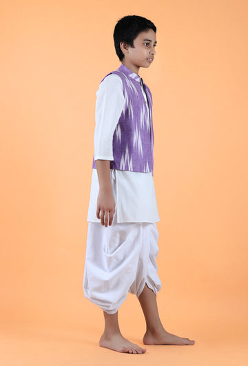 Purple Ikat Cotton Nehru Jacket